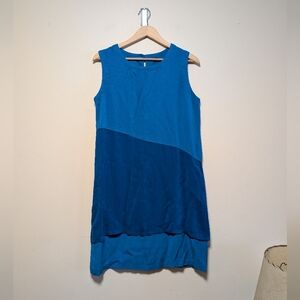 CLICK by Color Me Cotton Tencel Layered Tank Dress Blue Sleeveless L
